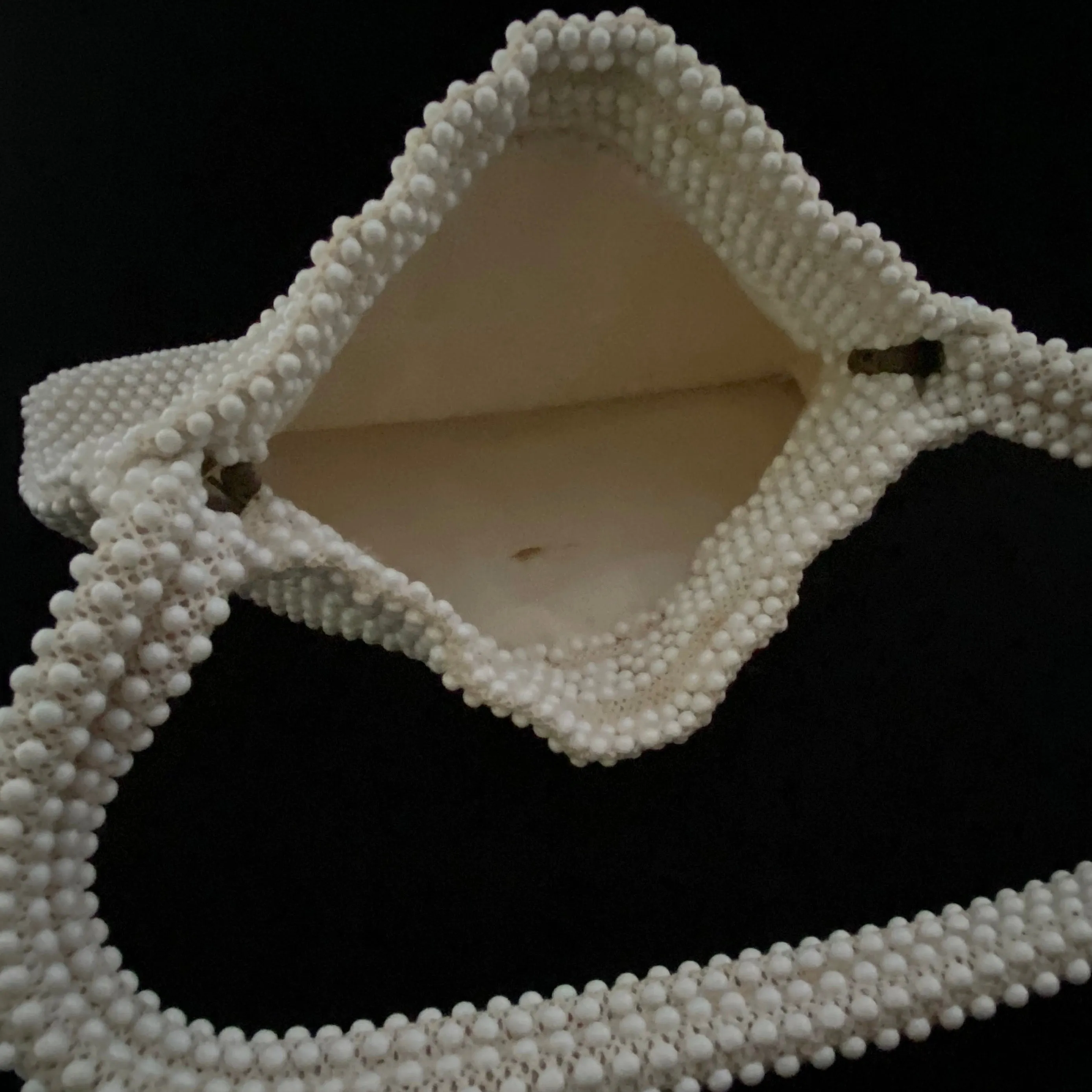 1960s No Label Ivory Bead Handbag