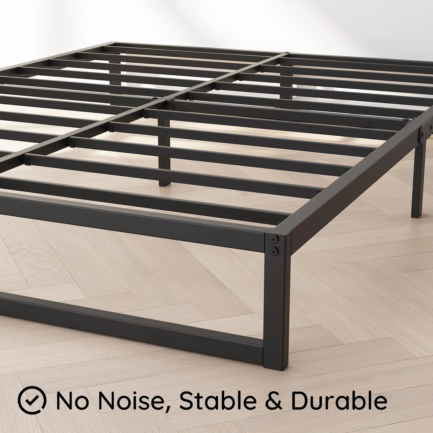 8 Inch Bed Frame Full Metal Platform Mattress Foundation with Steel Slat Support, No Box Spring Needed, Easy Assembly, Black
