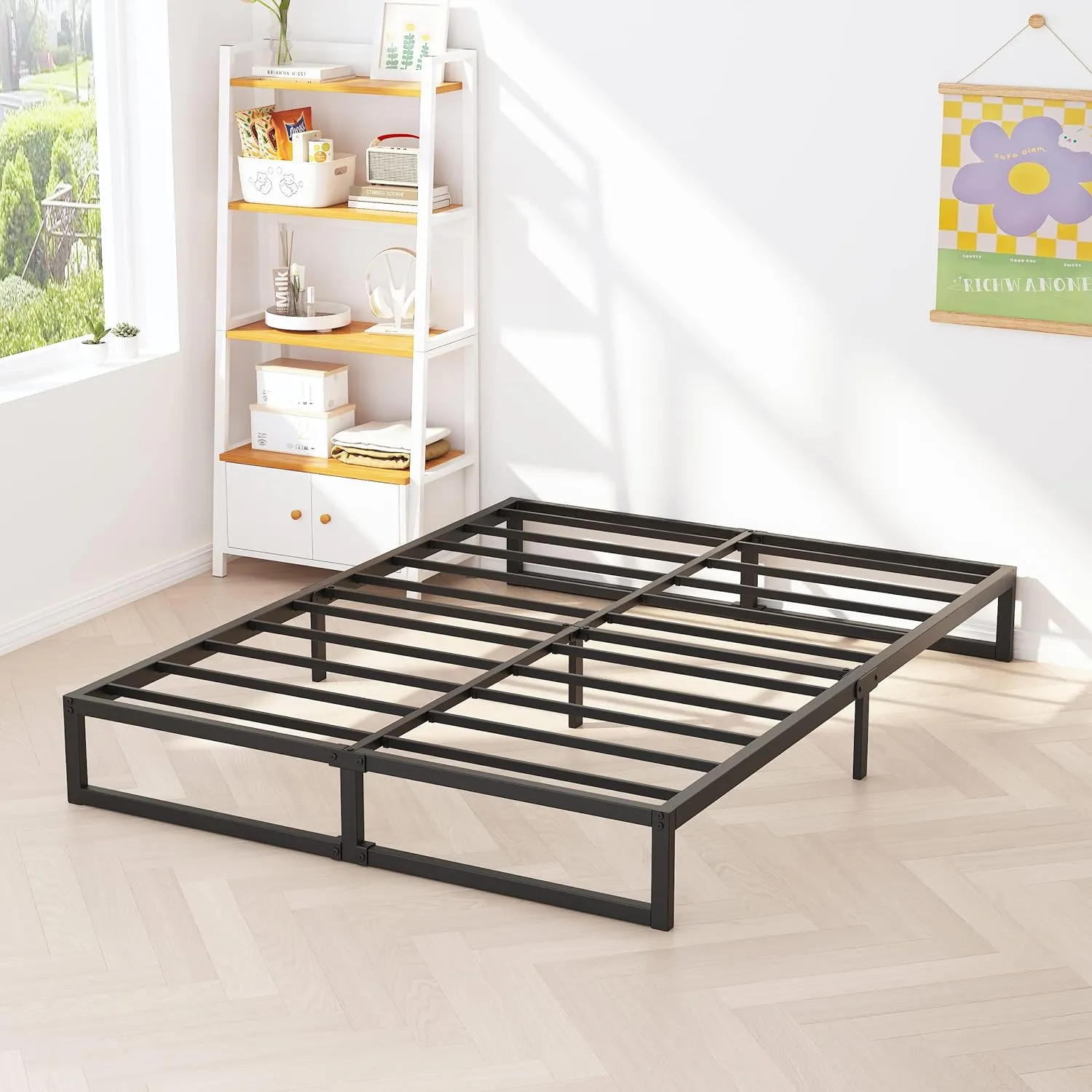 8 Inch Bed Frame Full Metal Platform Mattress Foundation with Steel Slat Support, No Box Spring Needed, Easy Assembly, Black
