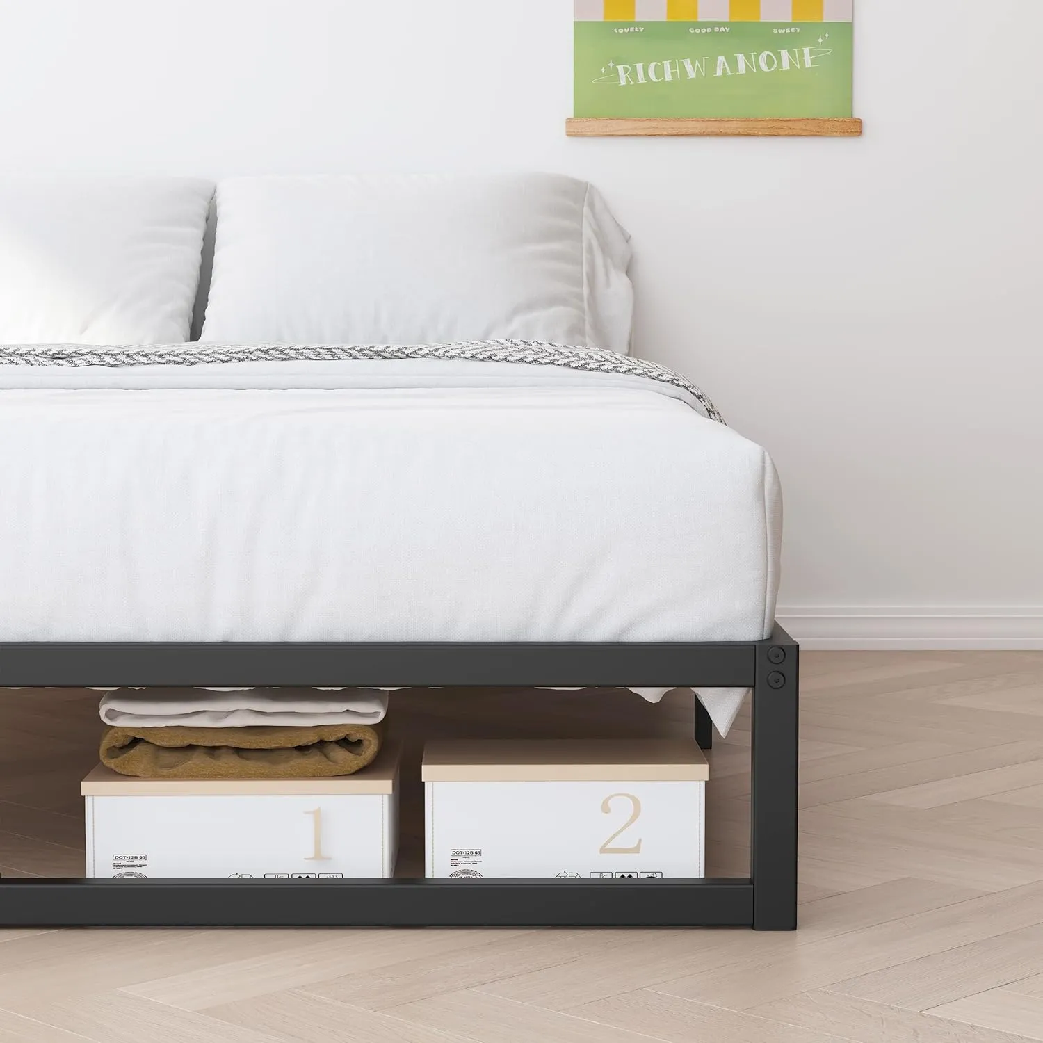 8 Inch Bed Frame Full Metal Platform Mattress Foundation with Steel Slat Support, No Box Spring Needed, Easy Assembly, Black