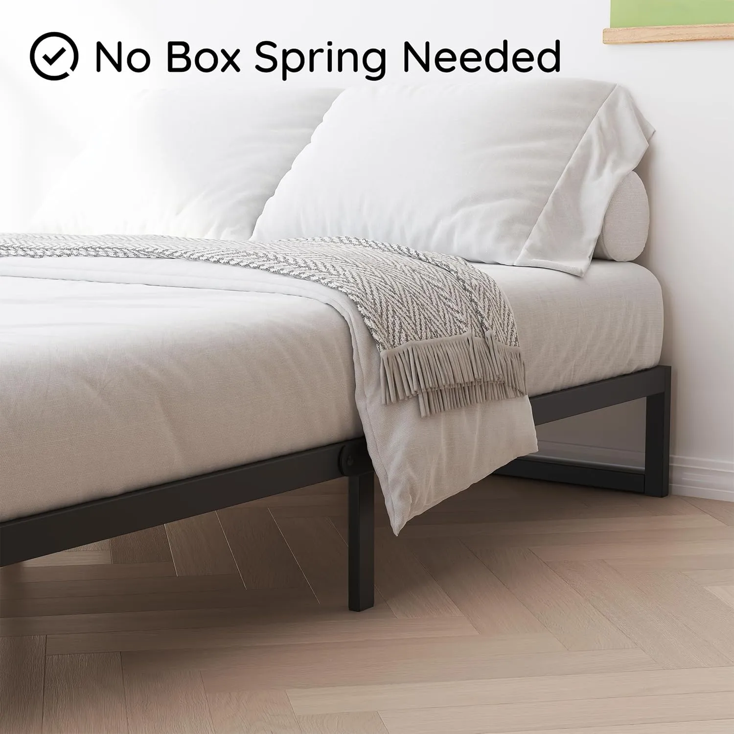 8 Inch Bed Frame Full Metal Platform Mattress Foundation with Steel Slat Support, No Box Spring Needed, Easy Assembly, Black