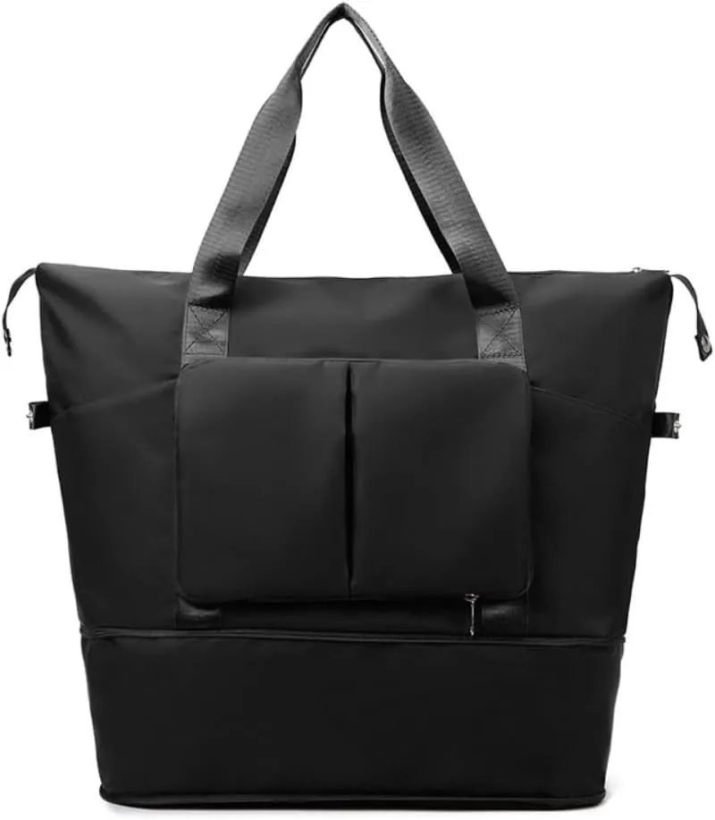 8 Pockets Travel Bag Wet-Dry Separated Gym Bag Foldable Yoga Fitness Bag Large Weekender Duffel Bag for Men Women
