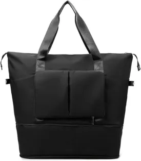 8 Pockets Travel Bag Wet-Dry Separated Gym Bag Foldable Yoga Fitness Bag Large Weekender Duffel Bag for Men Women