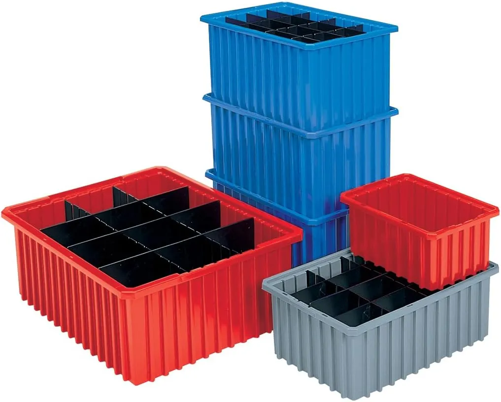 Akro-Mils 33224 Akro-Grid Plastic Slotted Dividable Modu Box Stackable Grid Storage Tote Container, (22-3/8-Inch L x 17-3/8-Inch W x 4-Inch H), (6 Pack), Gray