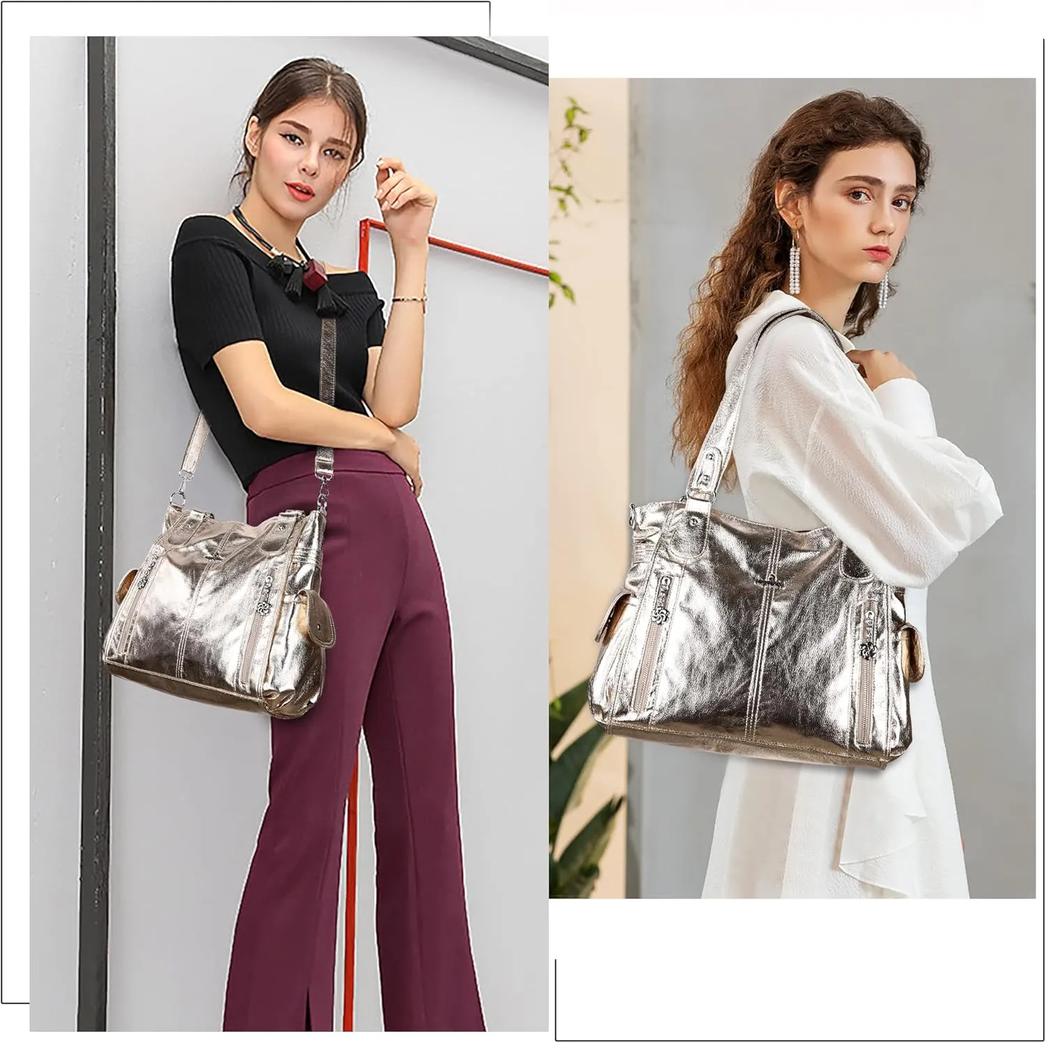 Angel Kiss Handbags for Womens Top-Handle Hobo Purse Roomy Casual Shoulder Bags PU Tote Satchel Purse for Women