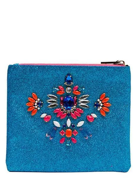 Aqua Bling Clutch Bag