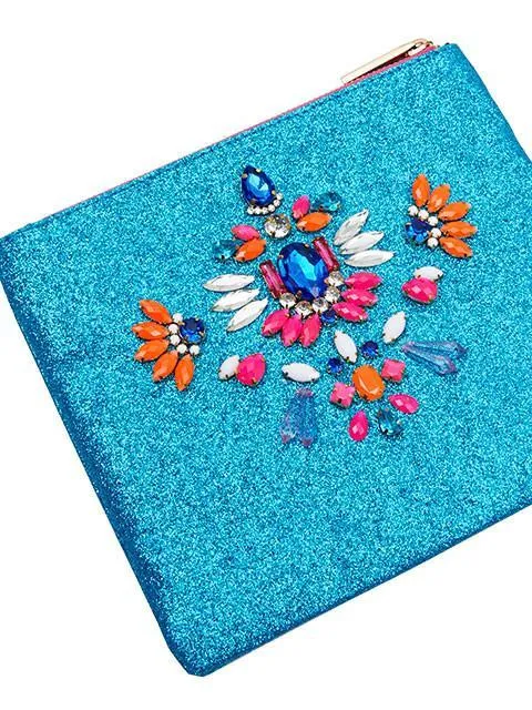 Aqua Bling Clutch Bag