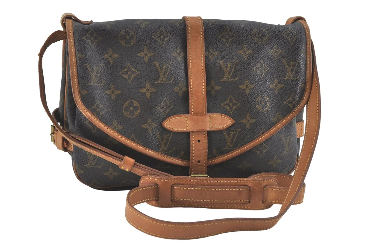Auth Louis Vuitton Monogram Saumur 30 Shoulder Cross Body Bag M42256 LV J2115