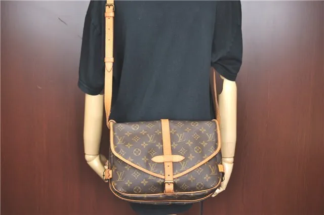 Auth Louis Vuitton Monogram Saumur 30 Shoulder Cross Body Bag M42256 LV J2115