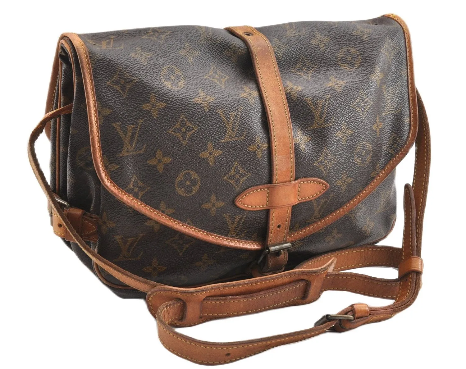Authentic Louis Vuitton Monogram Saumur 30 Shoulder Bag M42256 LV Junk 1195G