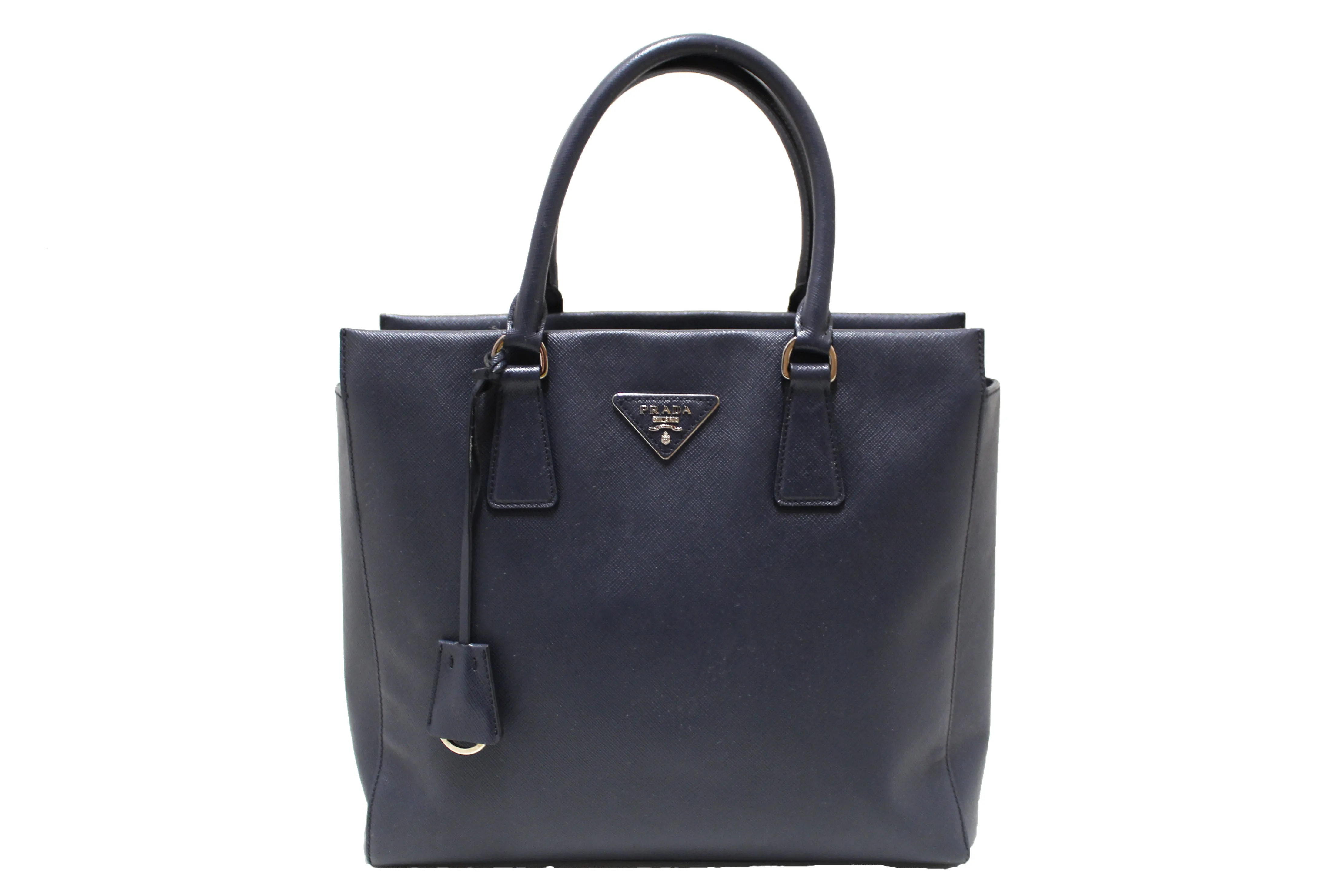Authentic Prada Blue Saffiano Lux Leather Tote Bag