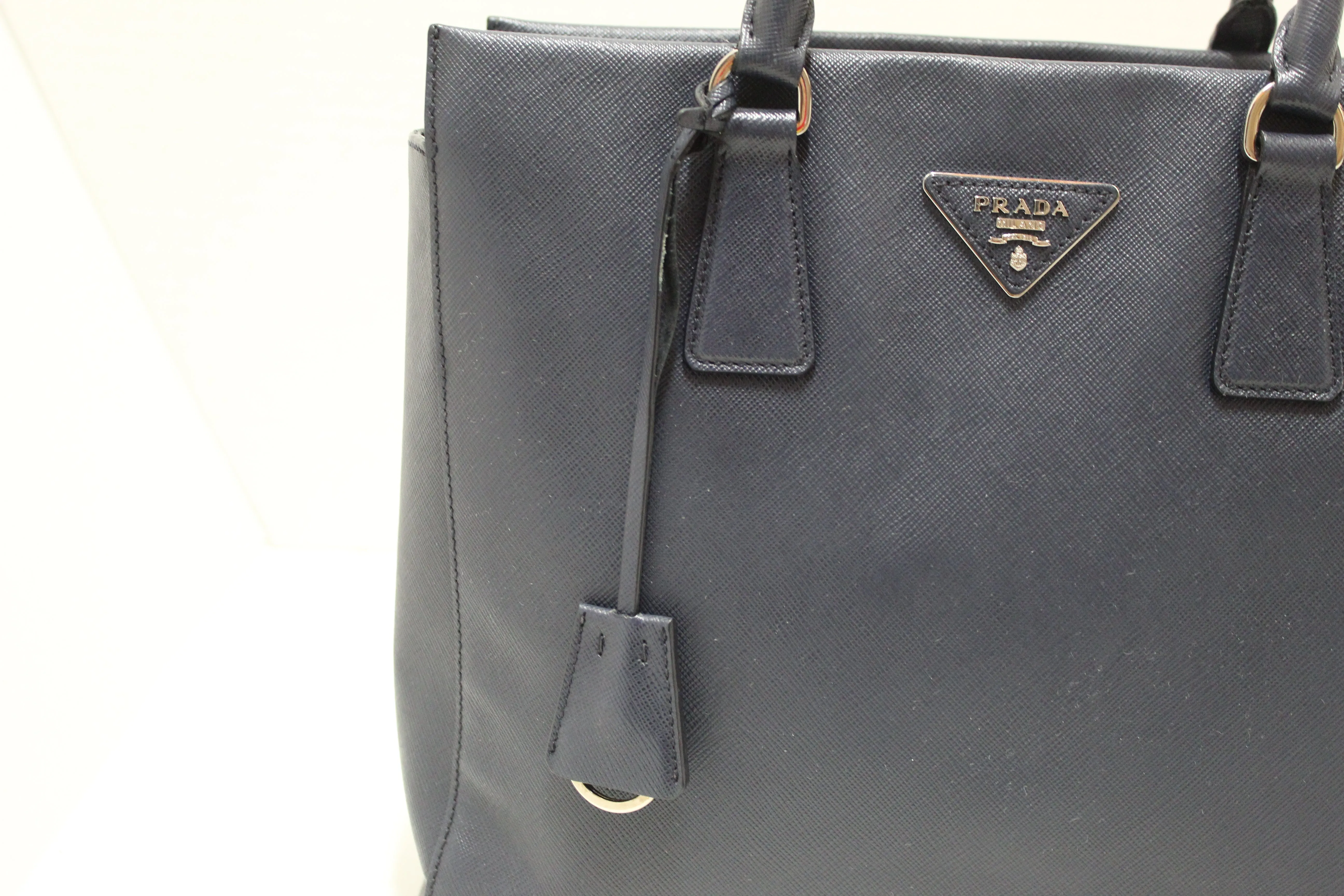 Authentic Prada Blue Saffiano Lux Leather Tote Bag