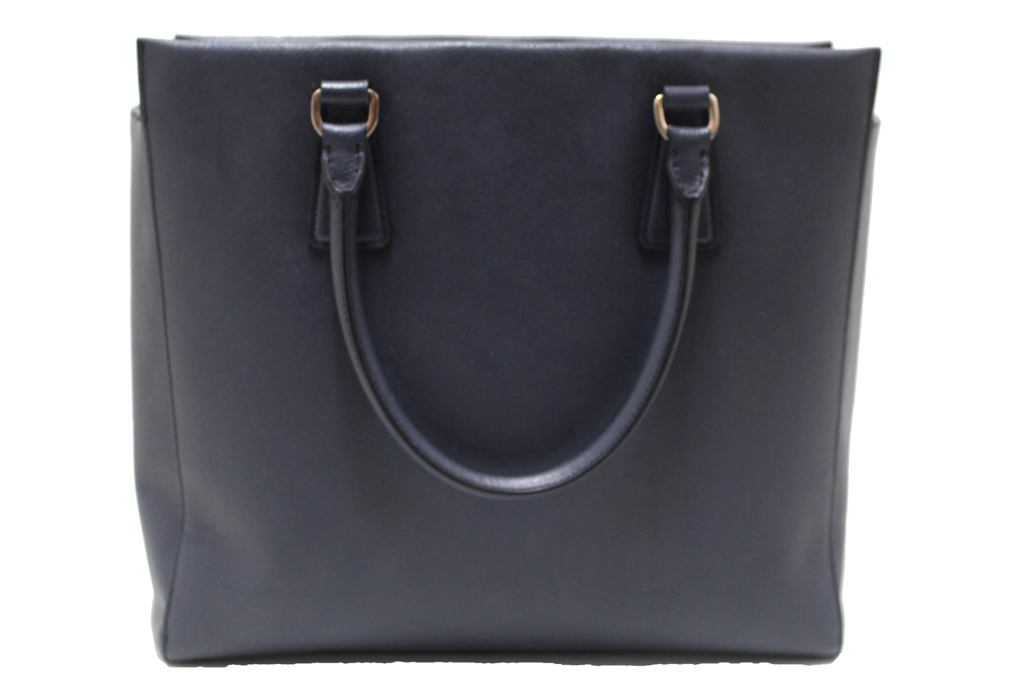 Authentic Prada Blue Saffiano Lux Leather Tote Bag
