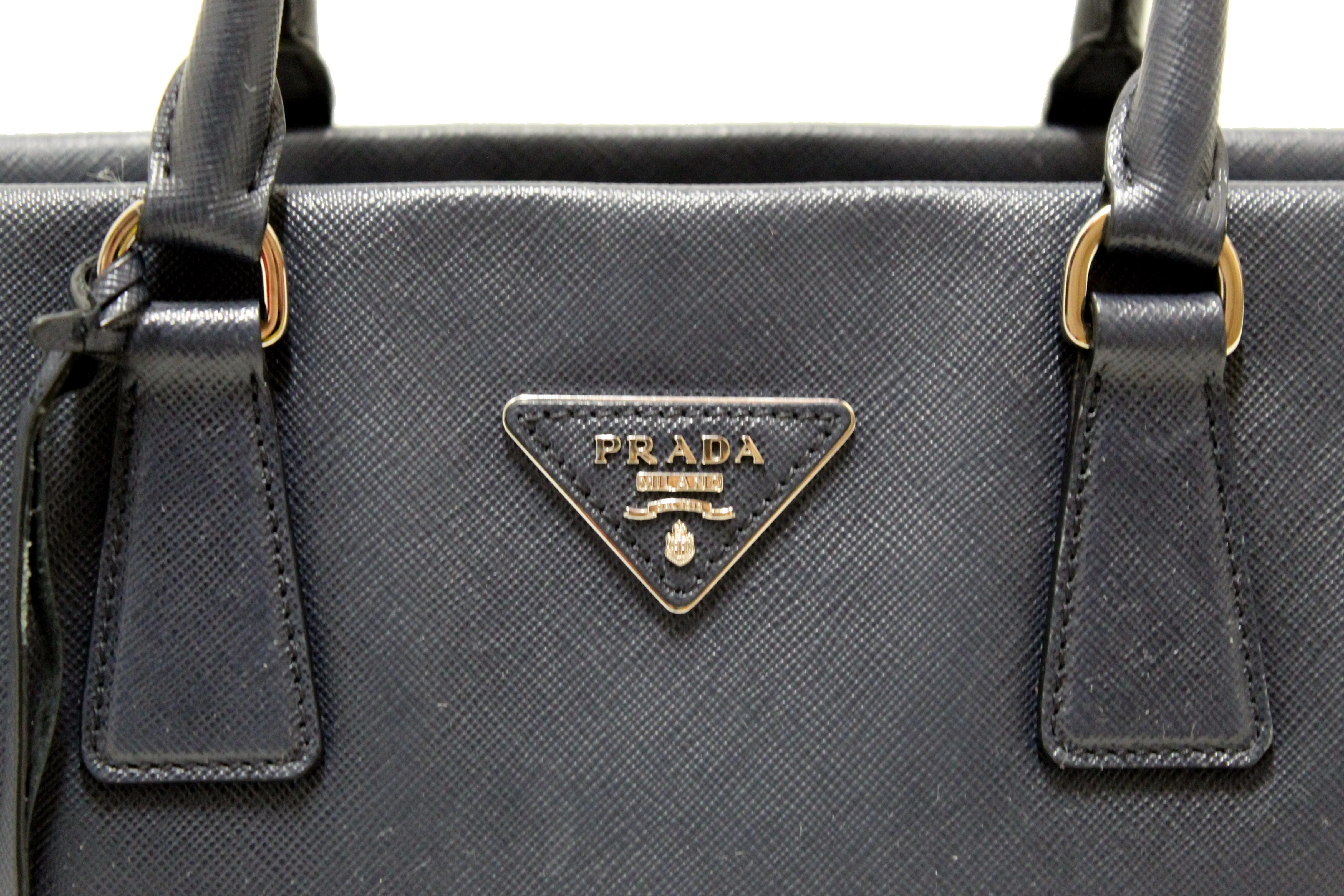 Authentic Prada Blue Saffiano Lux Leather Tote Bag