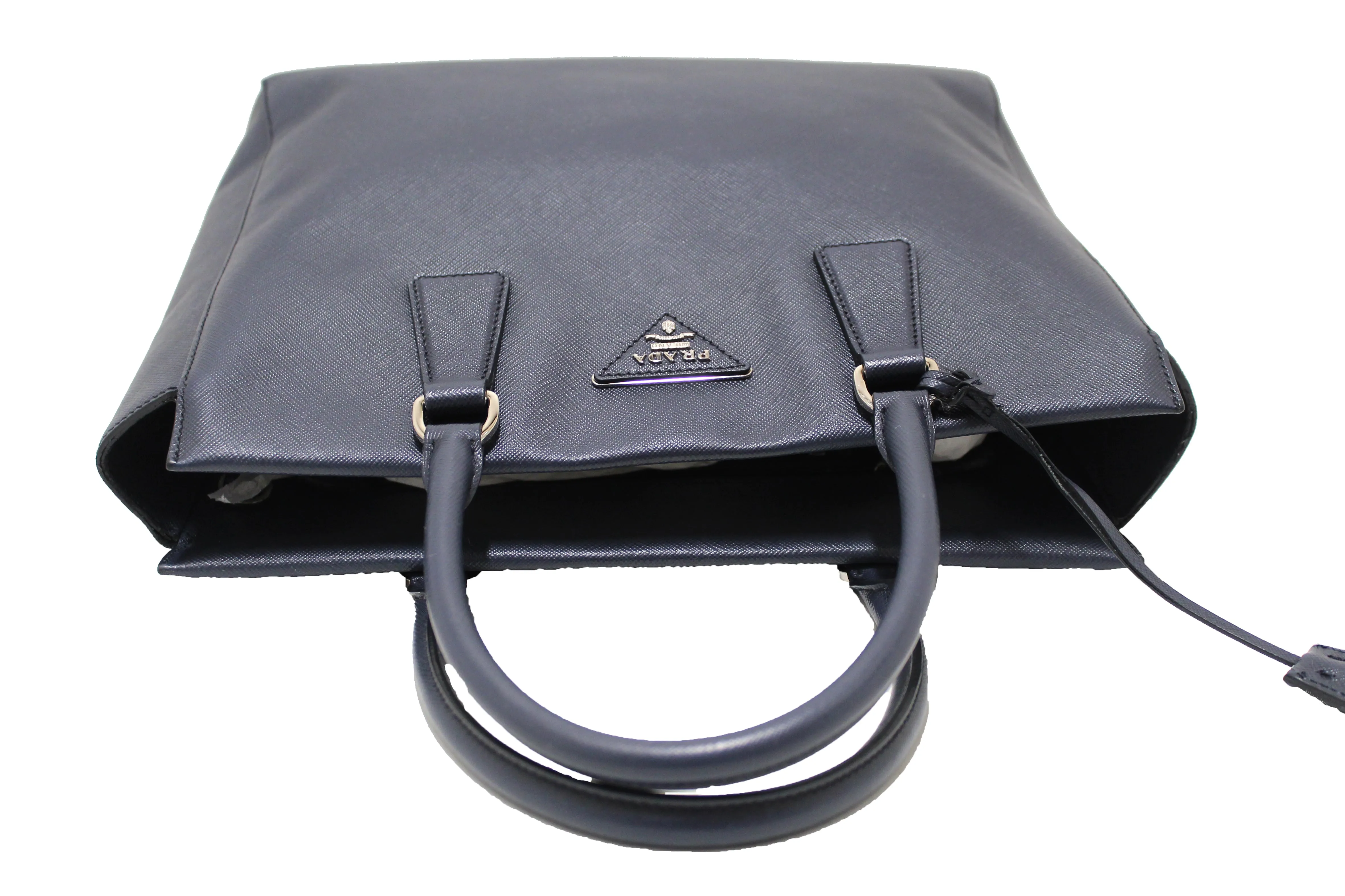 Authentic Prada Blue Saffiano Lux Leather Tote Bag