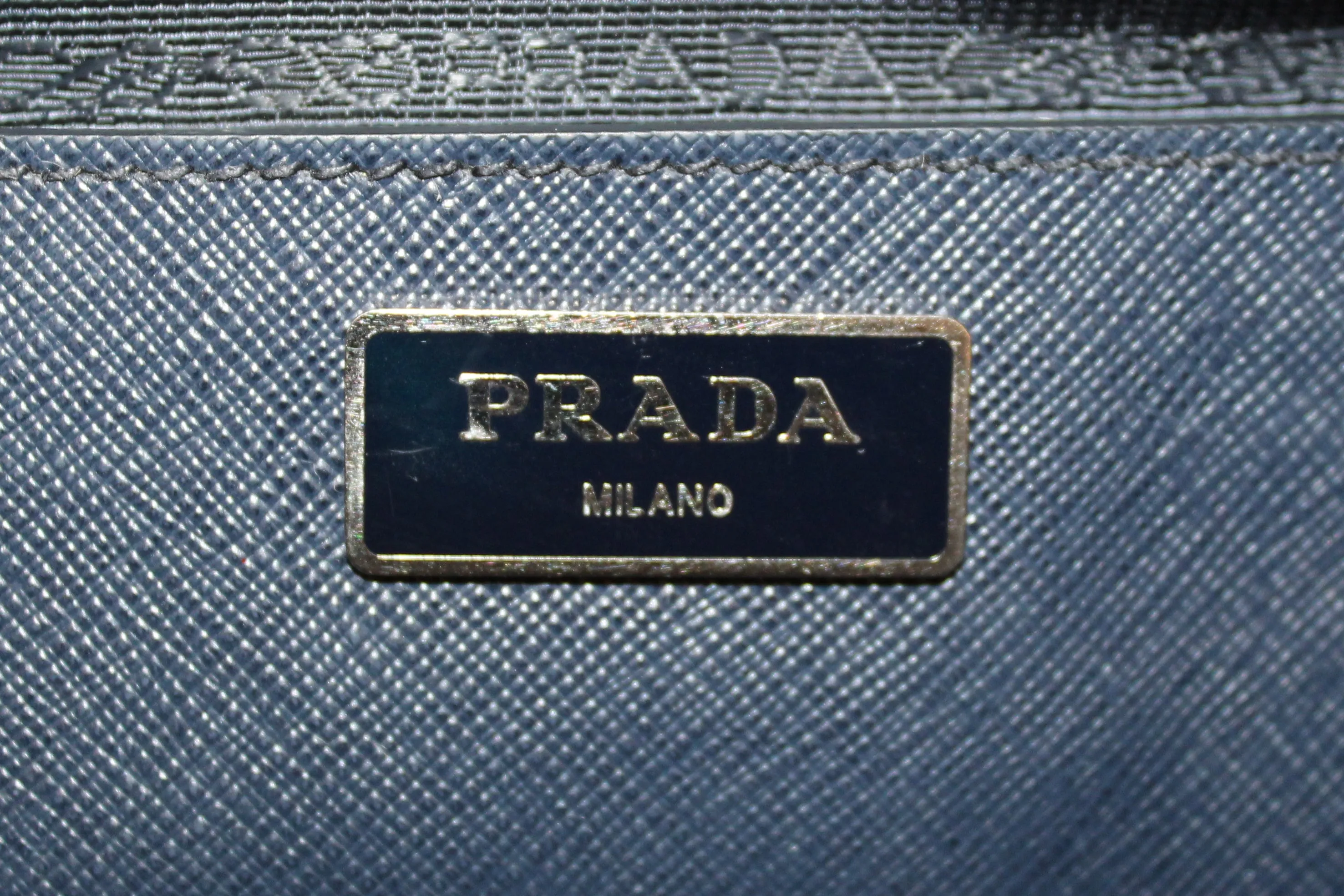 Authentic Prada Blue Saffiano Lux Leather Tote Bag