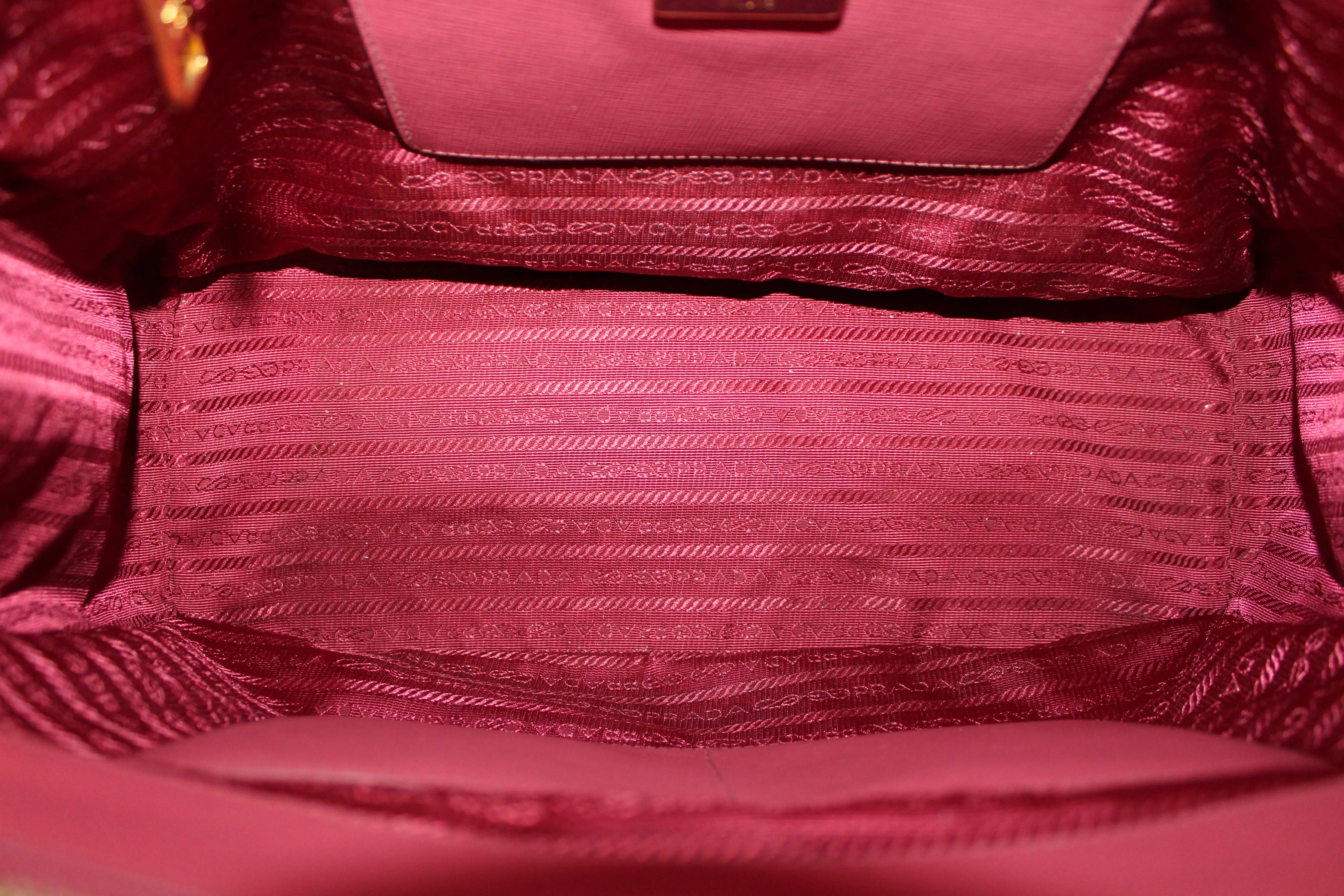 Authentic Prada Pink Saffiano Lux Leather Medium Double Zip Tote Bag