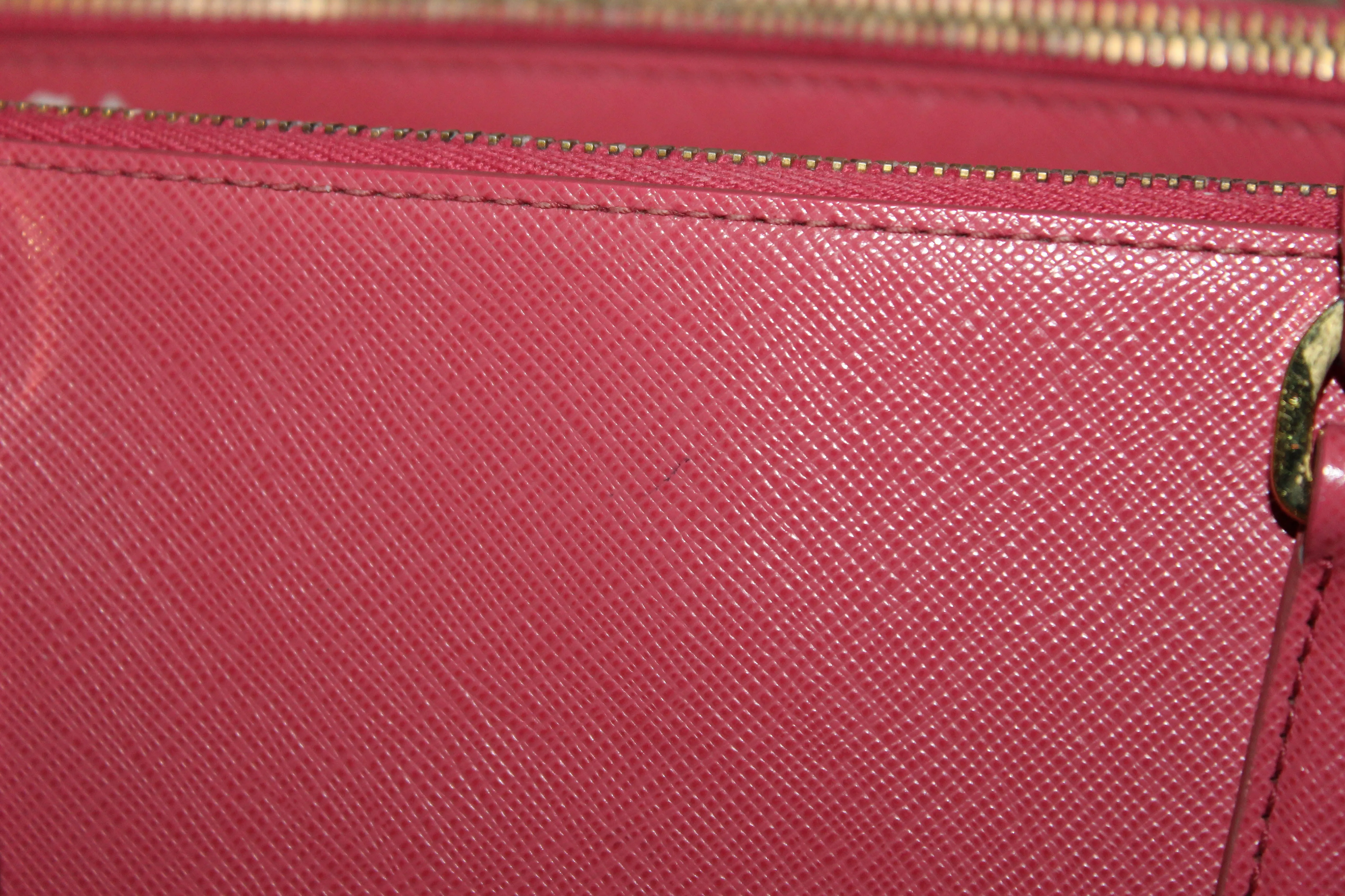 Authentic Prada Pink Saffiano Lux Leather Medium Double Zip Tote Bag