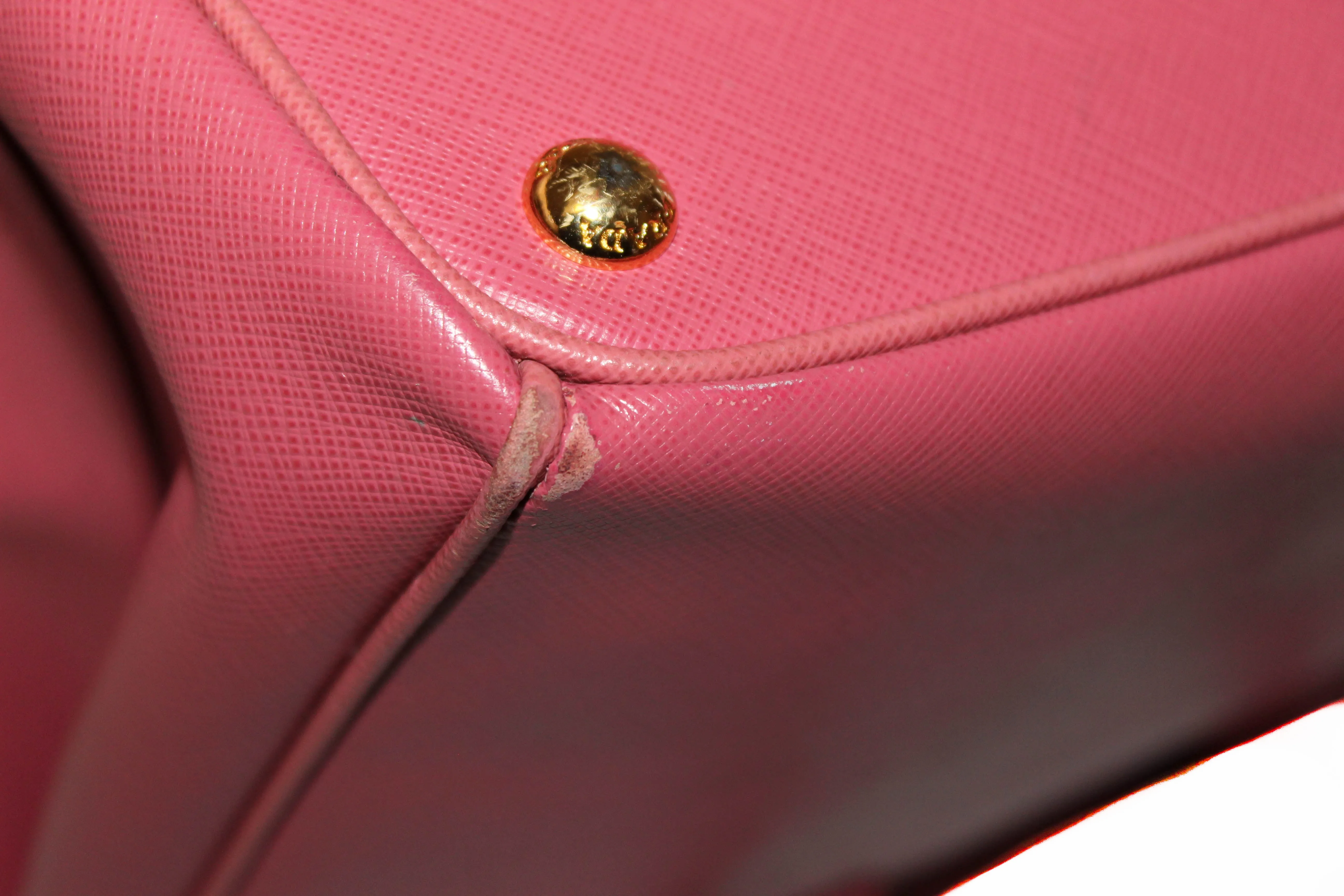 Authentic Prada Pink Saffiano Lux Leather Medium Double Zip Tote Bag