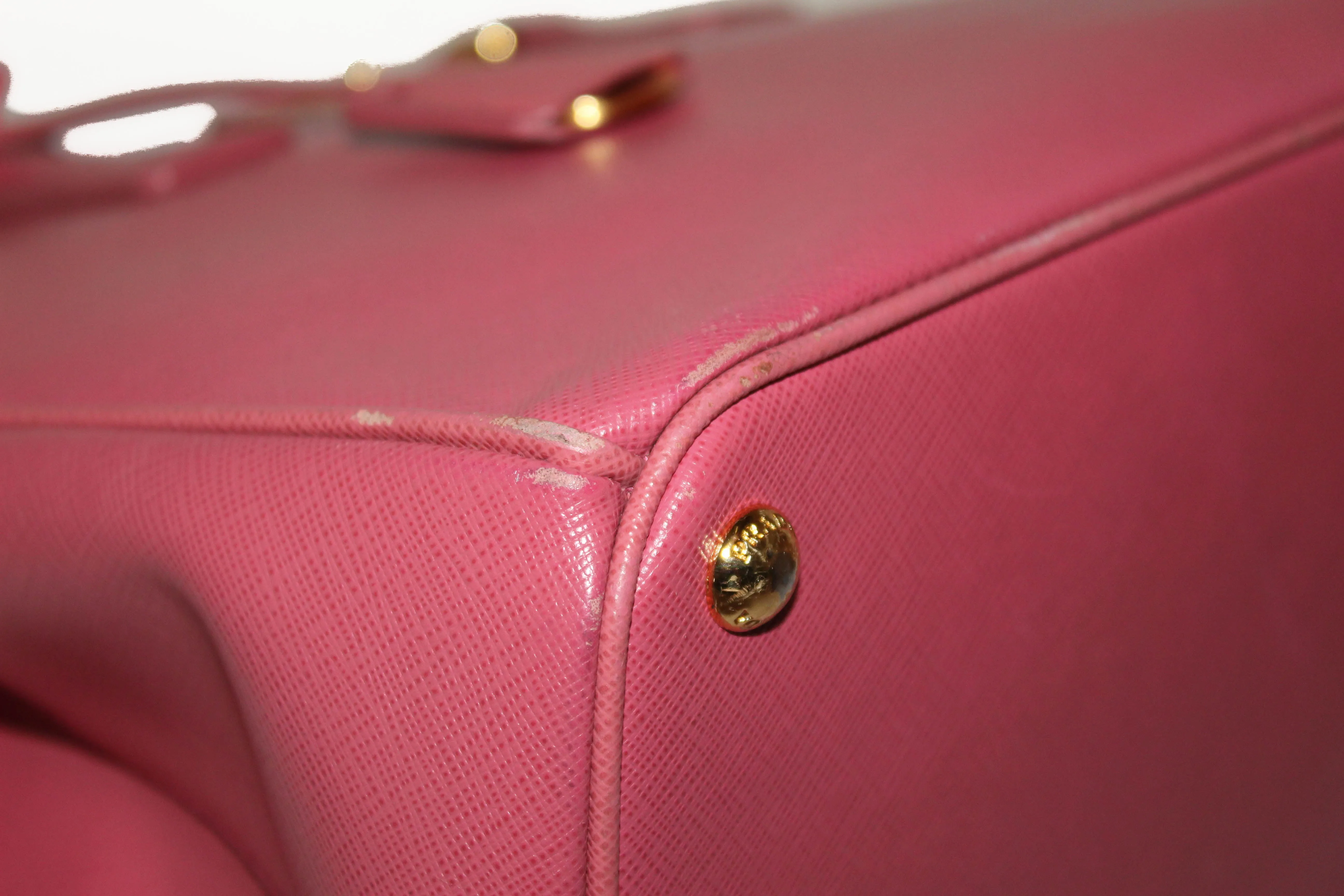 Authentic Prada Pink Saffiano Lux Leather Medium Double Zip Tote Bag