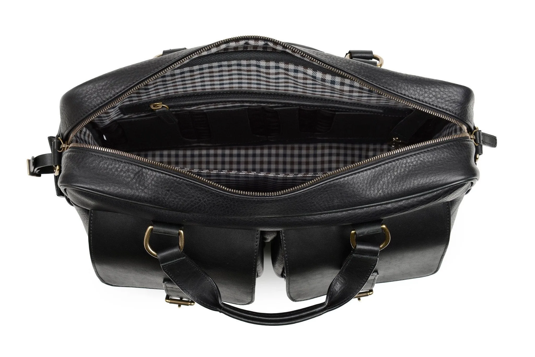 Barton Leather Brief Bag | Grain Leather | Korchmar | Brown | Initials Included