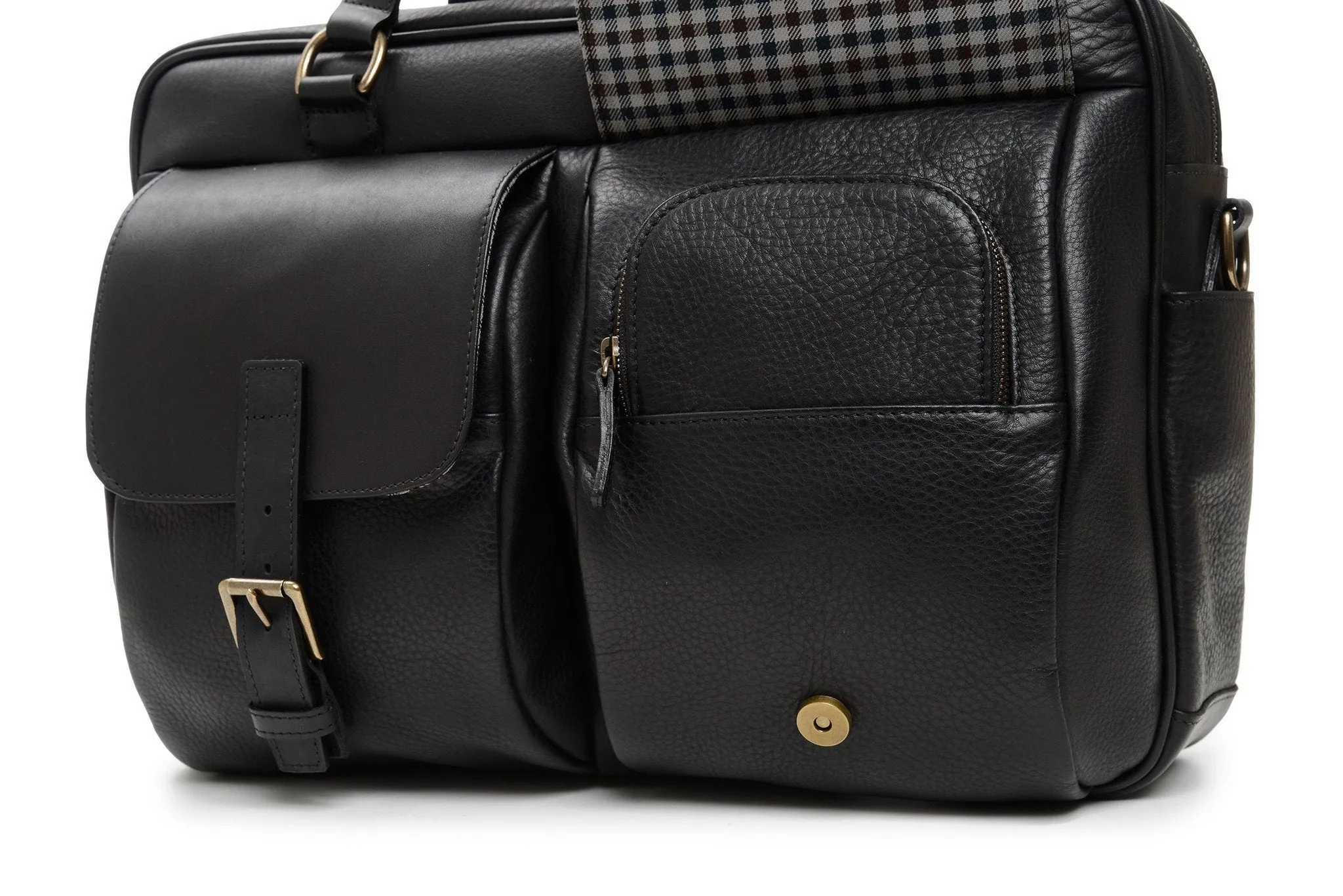 Barton Leather Brief Bag | Grain Leather | Korchmar | Brown | Initials Included