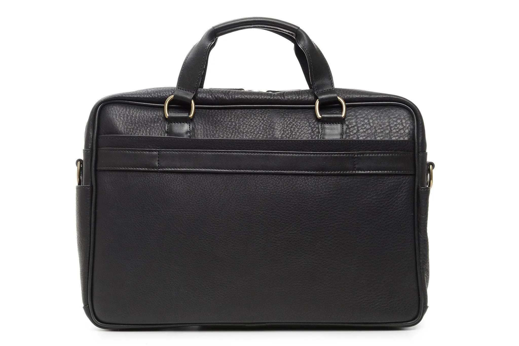 Barton Leather Brief Bag | Grain Leather | Korchmar | Brown | Initials Included