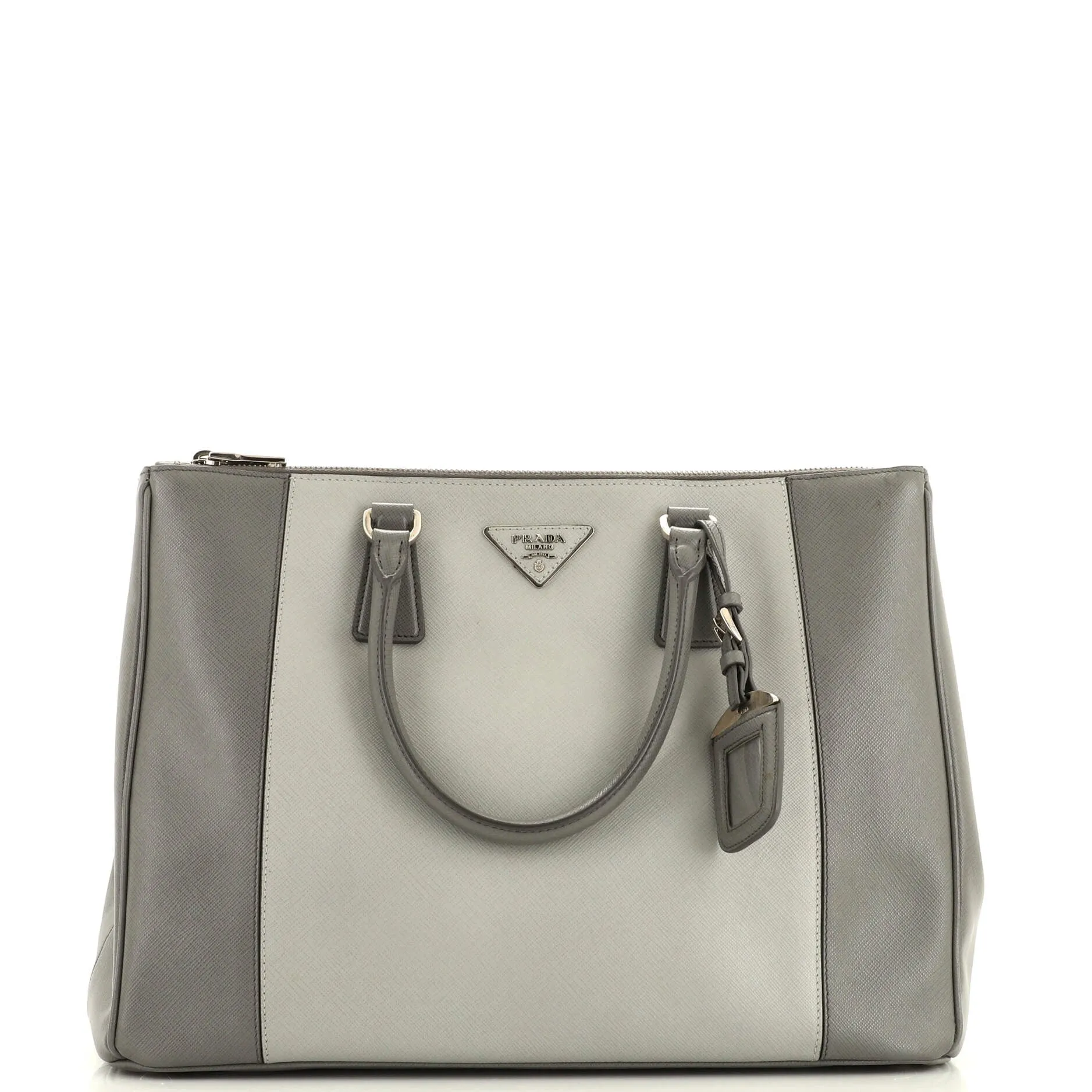 Bicolor Double Zip Lux Tote Saffiano Leather Medium