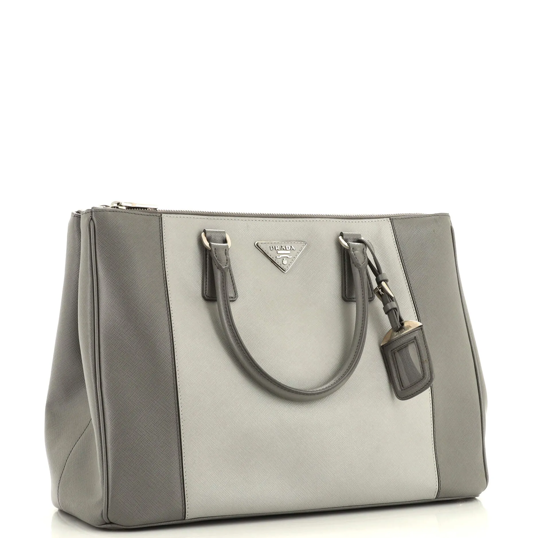 Bicolor Double Zip Lux Tote Saffiano Leather Medium