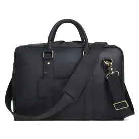 Black Genuine Leather Briefcase, Messenger Bag, Laptop Bag, Men's Handbag D007