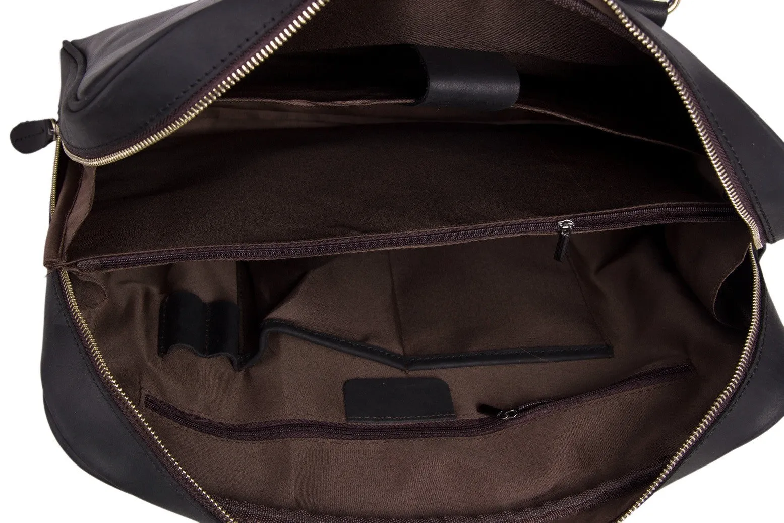 Black Genuine Leather Briefcase, Messenger Bag, Laptop Bag, Men's Handbag D007