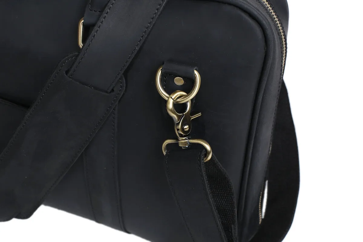 Black Genuine Leather Briefcase, Messenger Bag, Laptop Bag, Men's Handbag D007