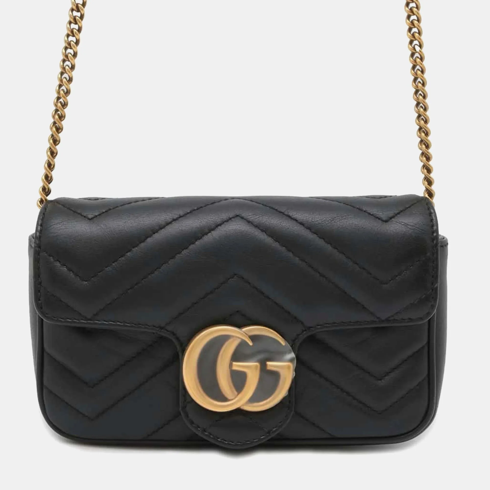 Black Leather Super Mini GG Marmont Shoulder Bag
