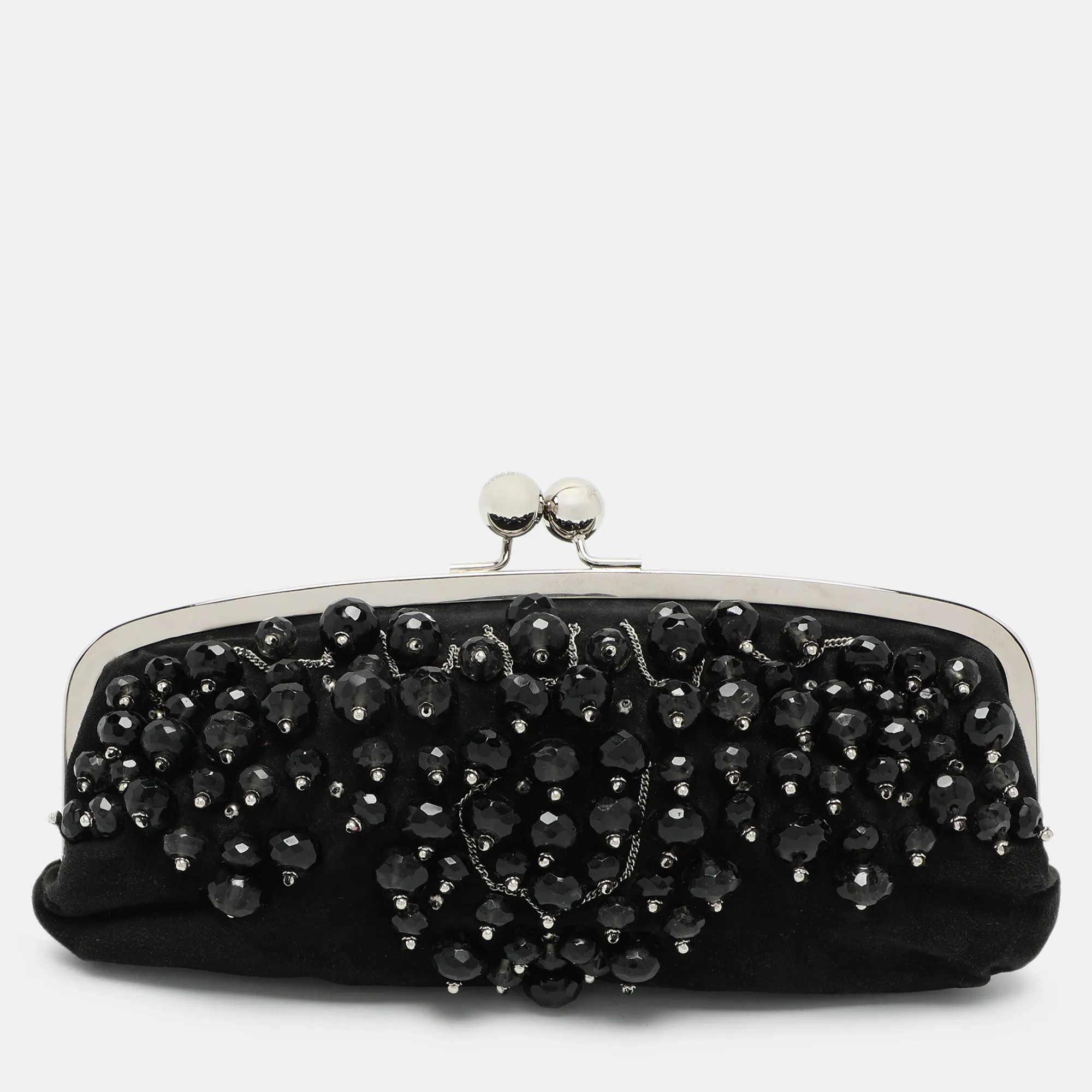 Black Suede Embellished Clutch