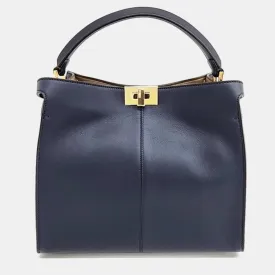Blue Leather Peekaboo XLite Medium Tote Bag
