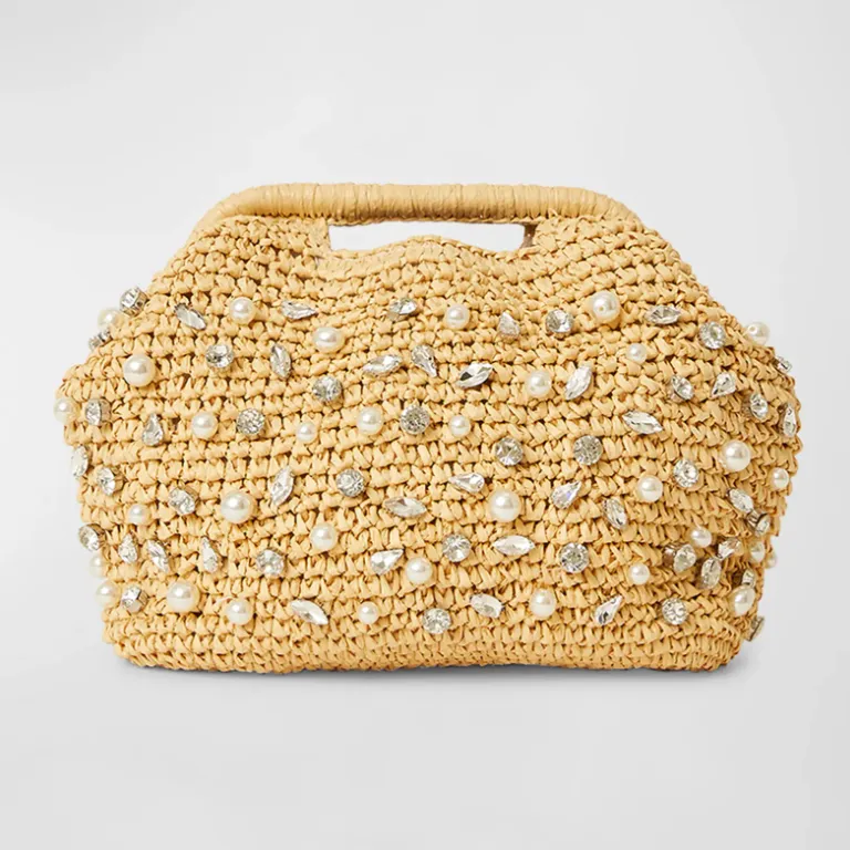 BTB Bardo Embellished Straw Clutch Bag