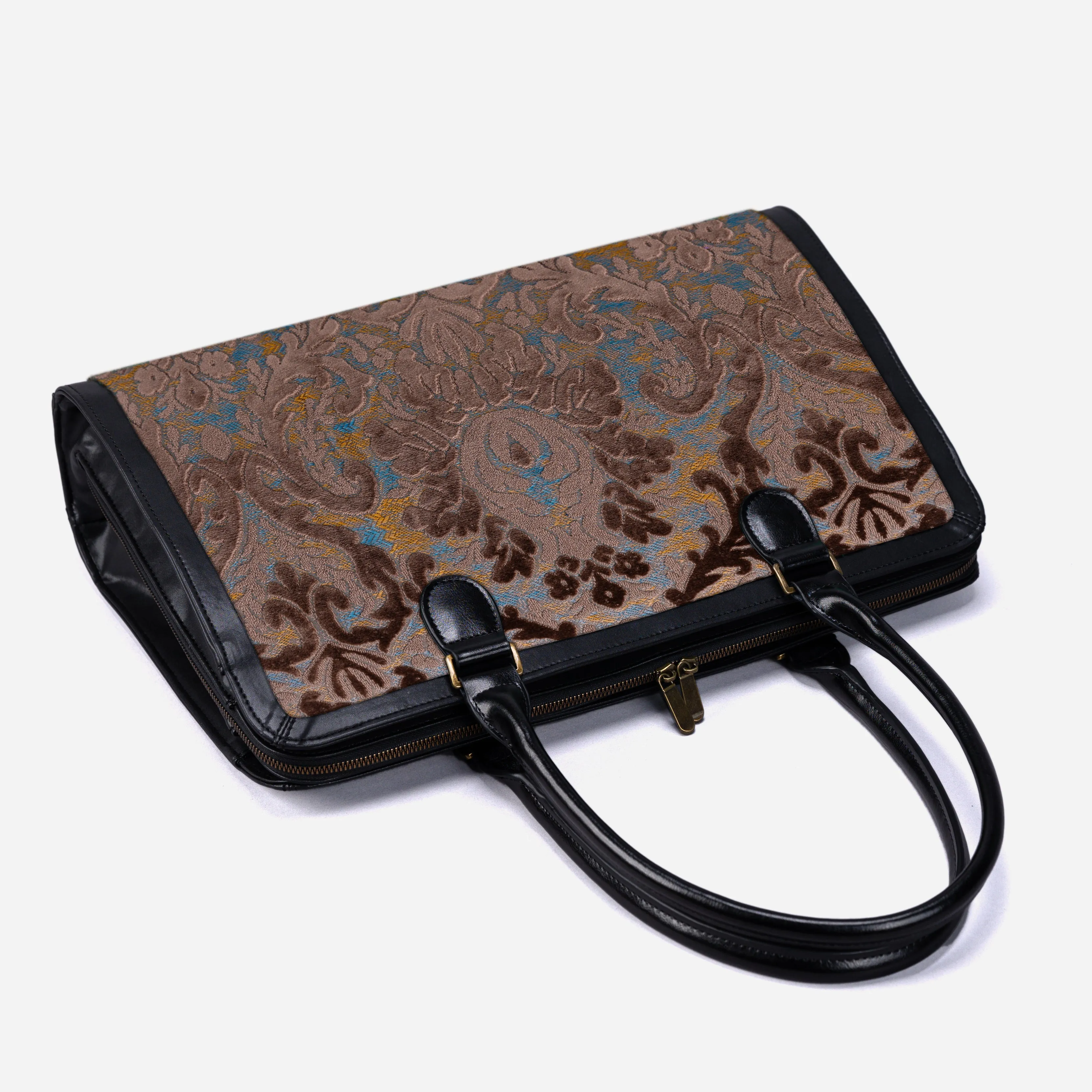 Burnout Velvet Camel Business Tote