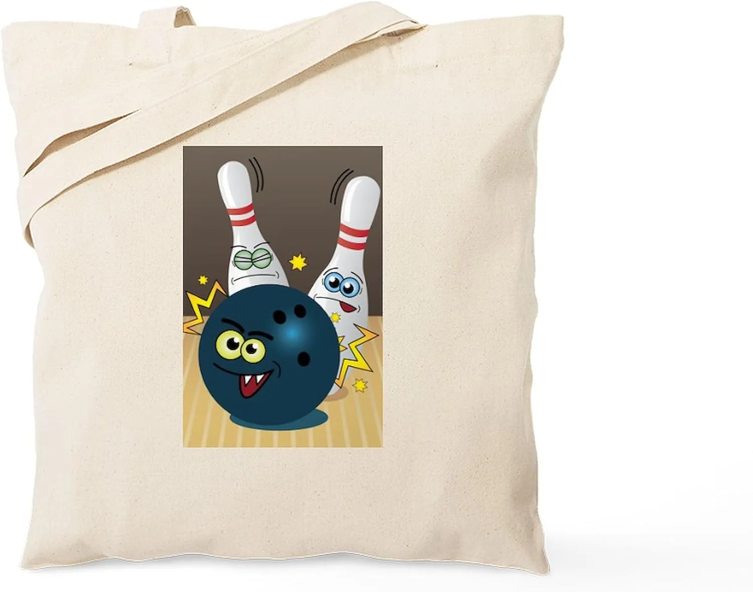 CafePress Hilarious Bowling Ball And Pins Tote Bag Reusable Natural Beige Canvas Shopping Bag