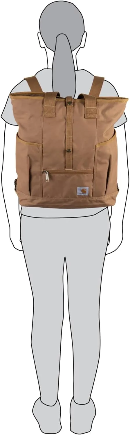 Carhartt Convertible, Durable Tote Bag with Adjustable Backpack Straps and Laptop Sleeve, Gray, One Size