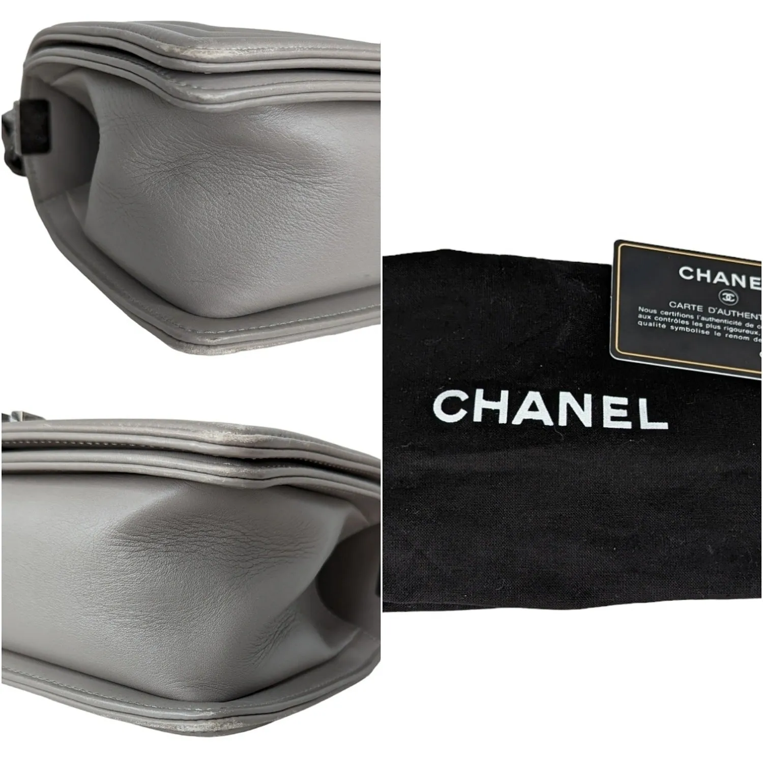 Chanel bag Gray Quilted Calfskin Medium Boy Bag