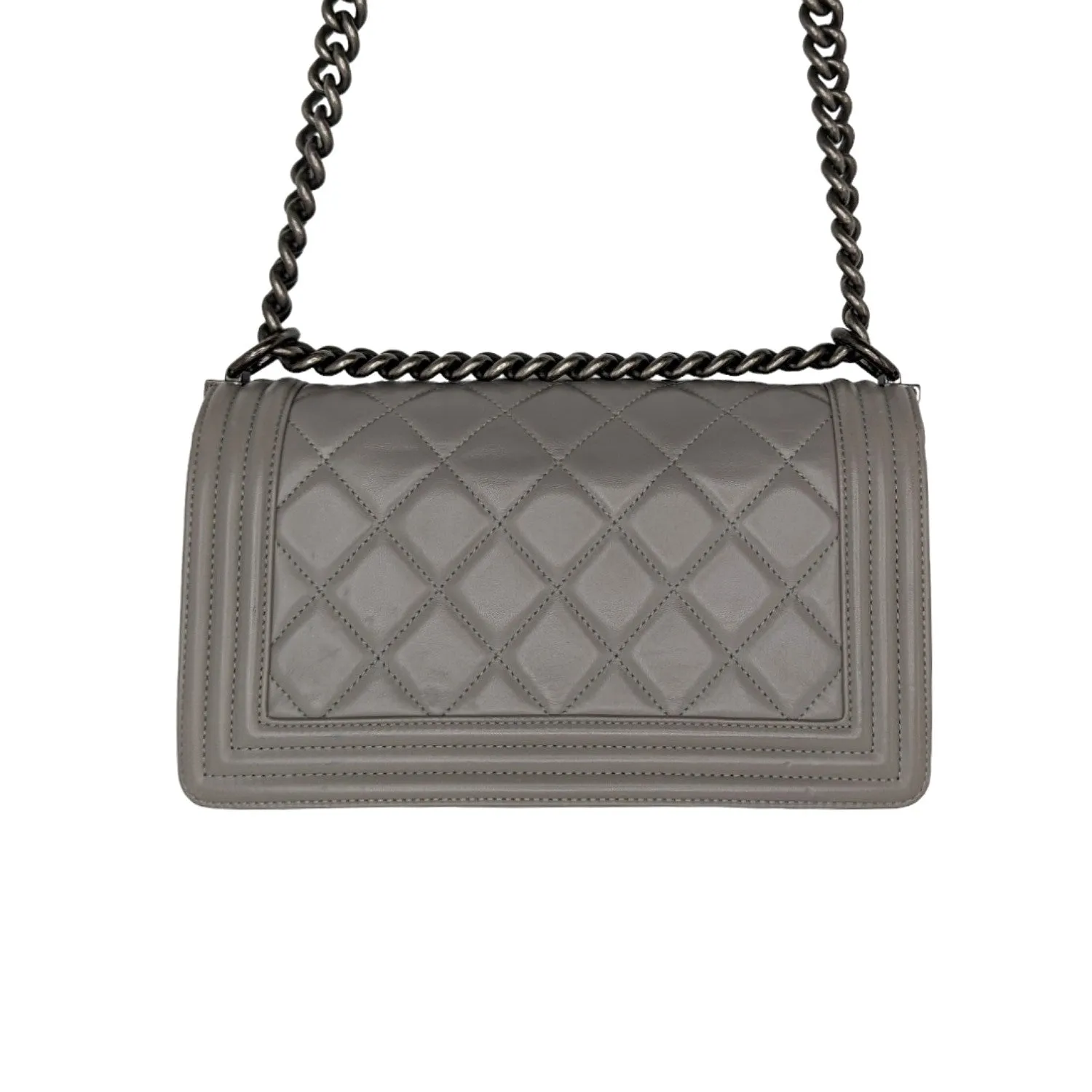 Chanel bag Gray Quilted Calfskin Medium Boy Bag