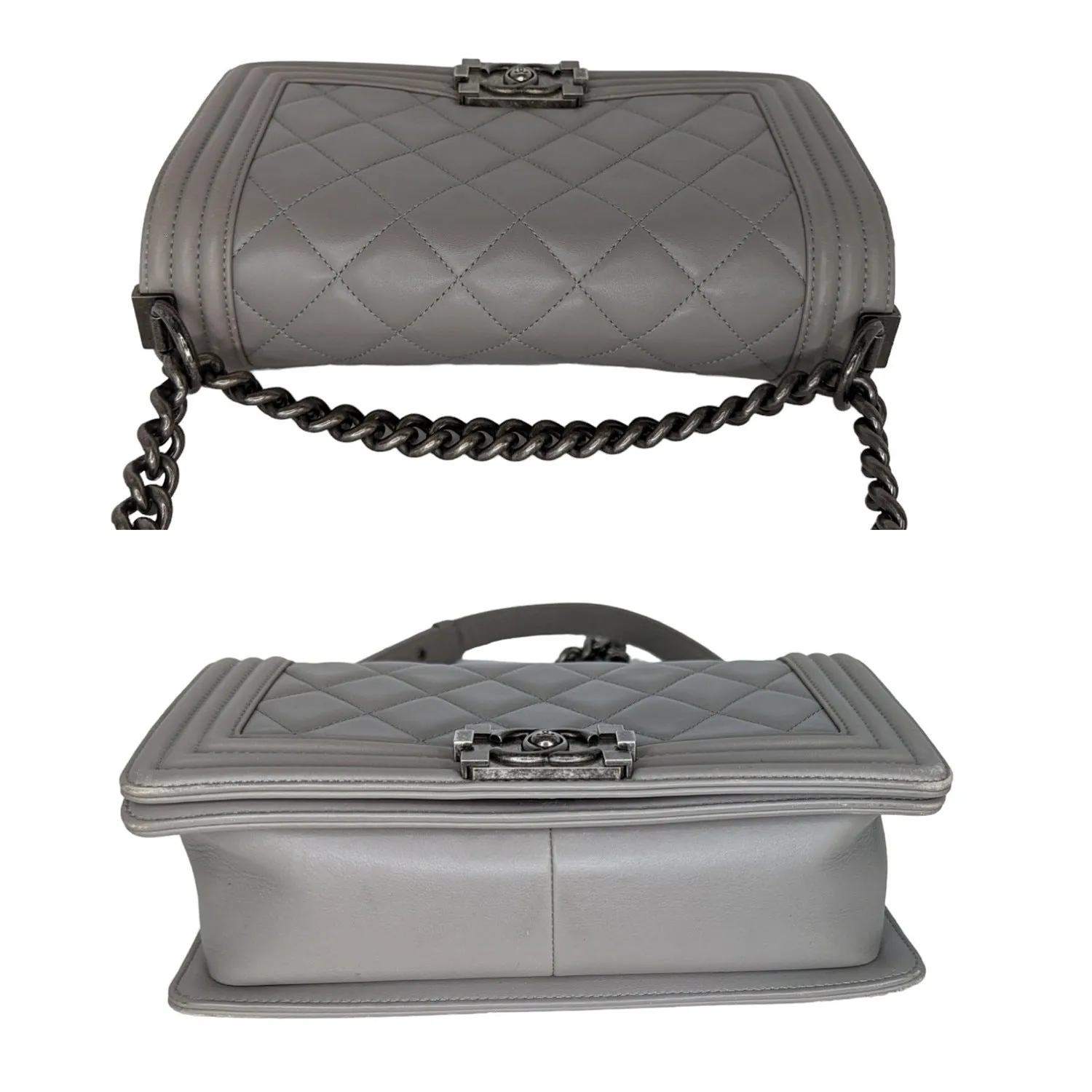 Chanel bag Gray Quilted Calfskin Medium Boy Bag