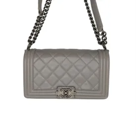 Chanel bag Gray Quilted Calfskin Medium Boy Bag