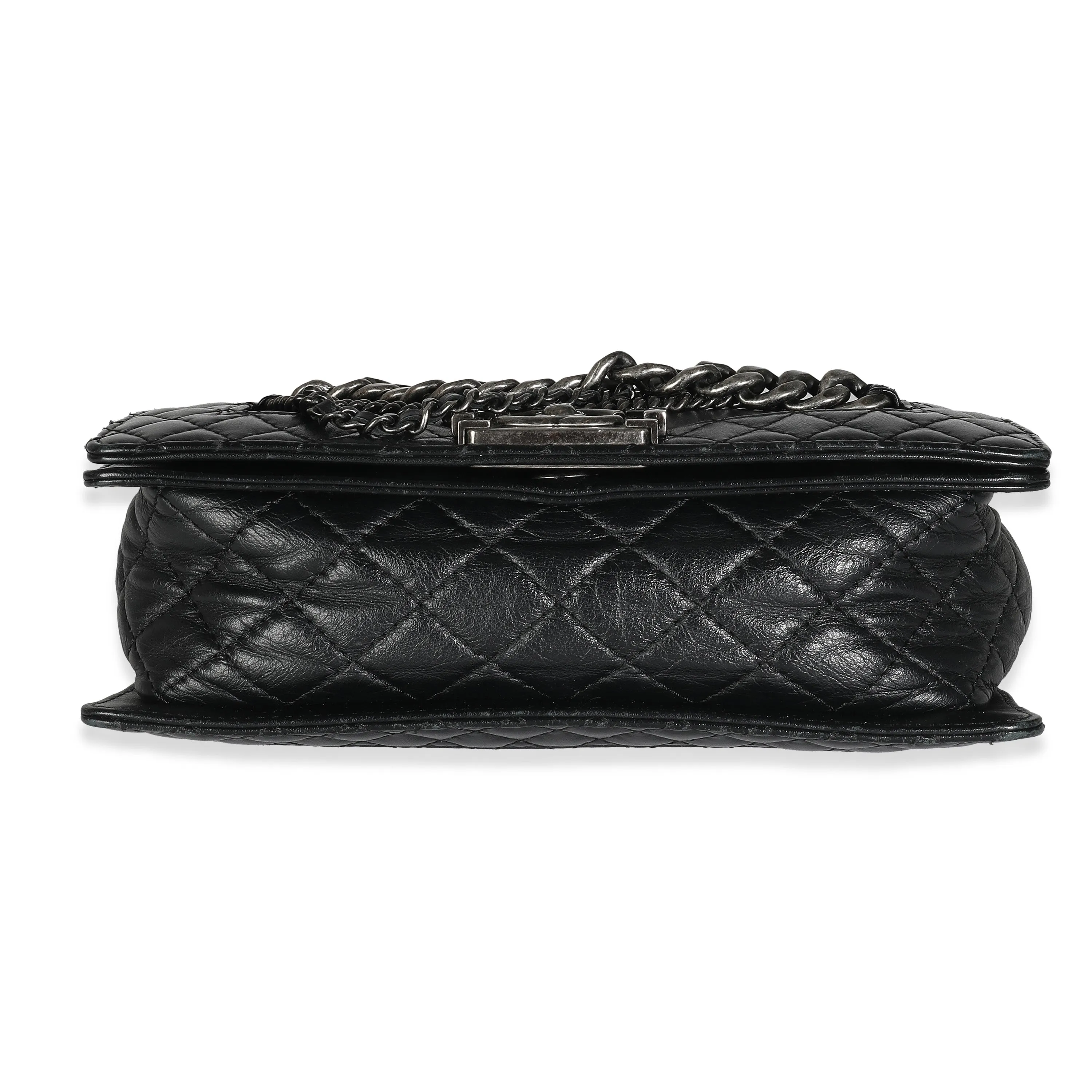 CHANEL Black Lambskin Medium Enchained Boy Bag