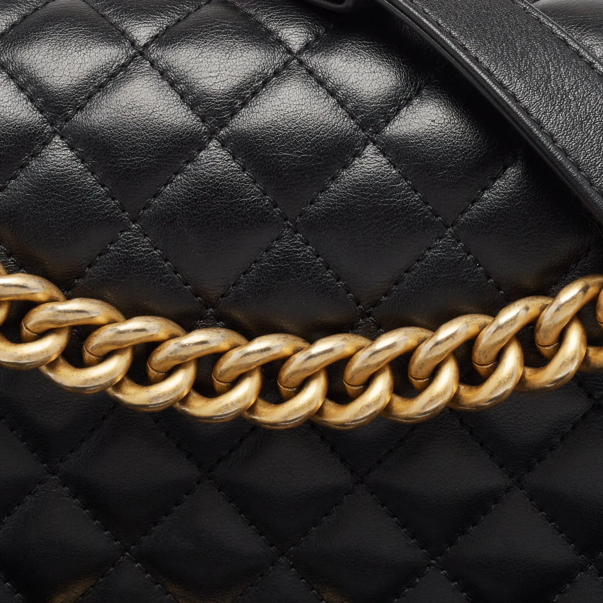 CHANEL Black Quilted Leather Medium Boy New Bag