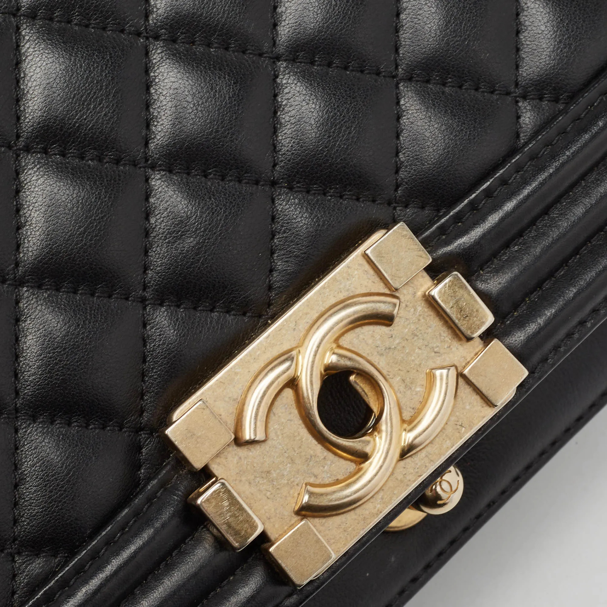 CHANEL Black Quilted Leather Medium Boy New Bag