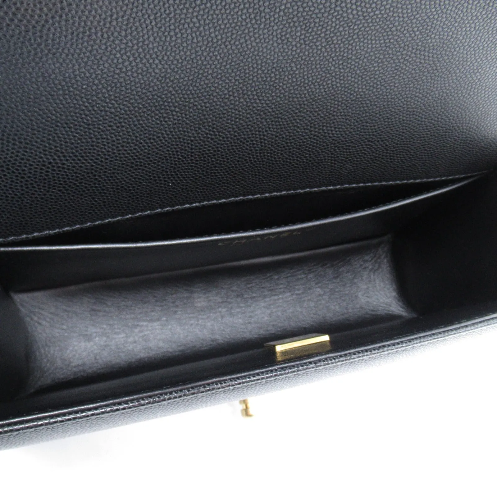 Chanel Boy Caviar Chain Shoulder Bag Black
