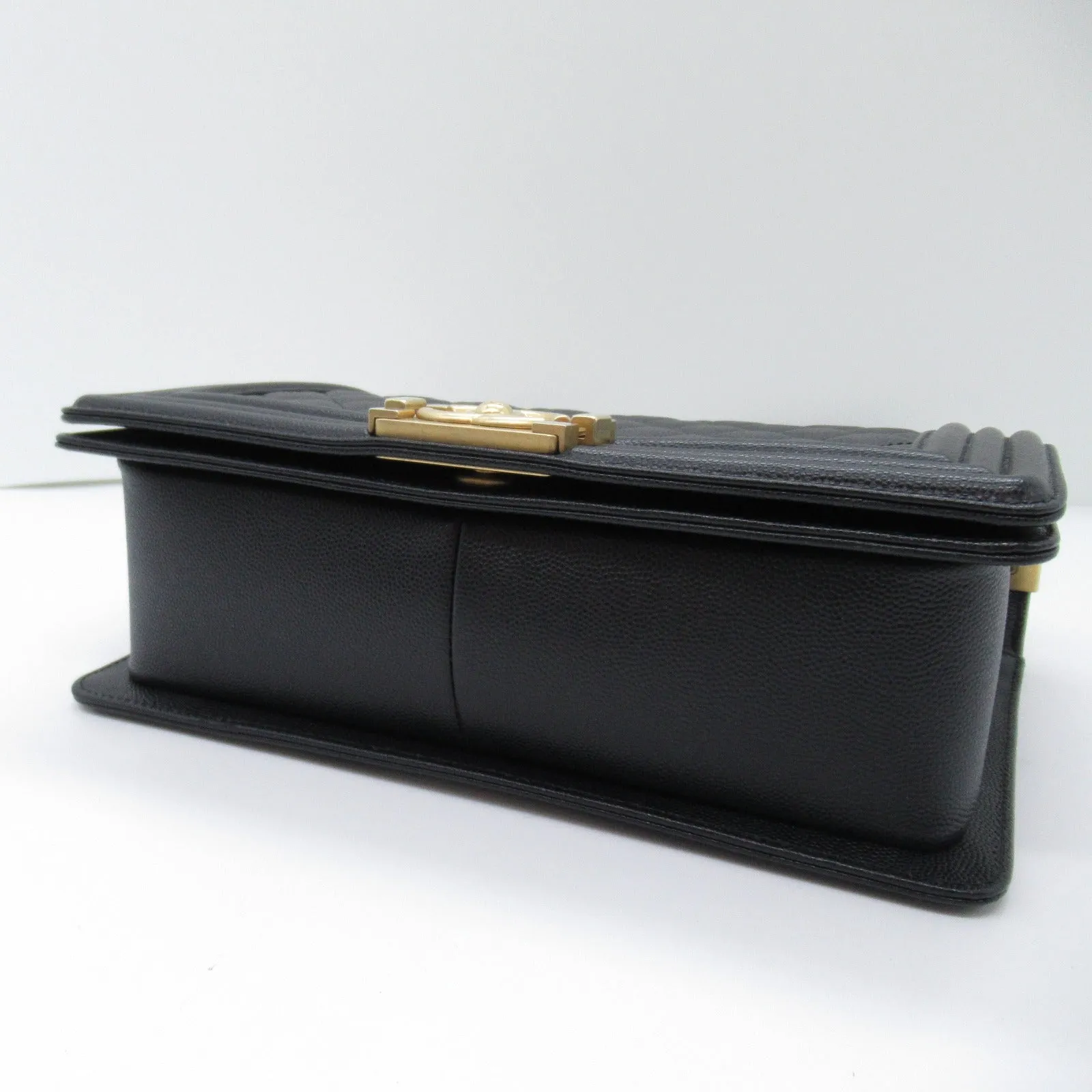 Chanel Boy Caviar Chain Shoulder Bag Black