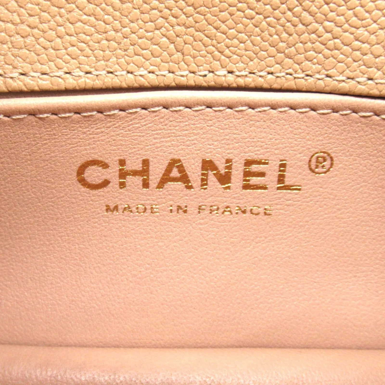 Chanel Boy V-Stitch Caviar Shoulder Bag Beige