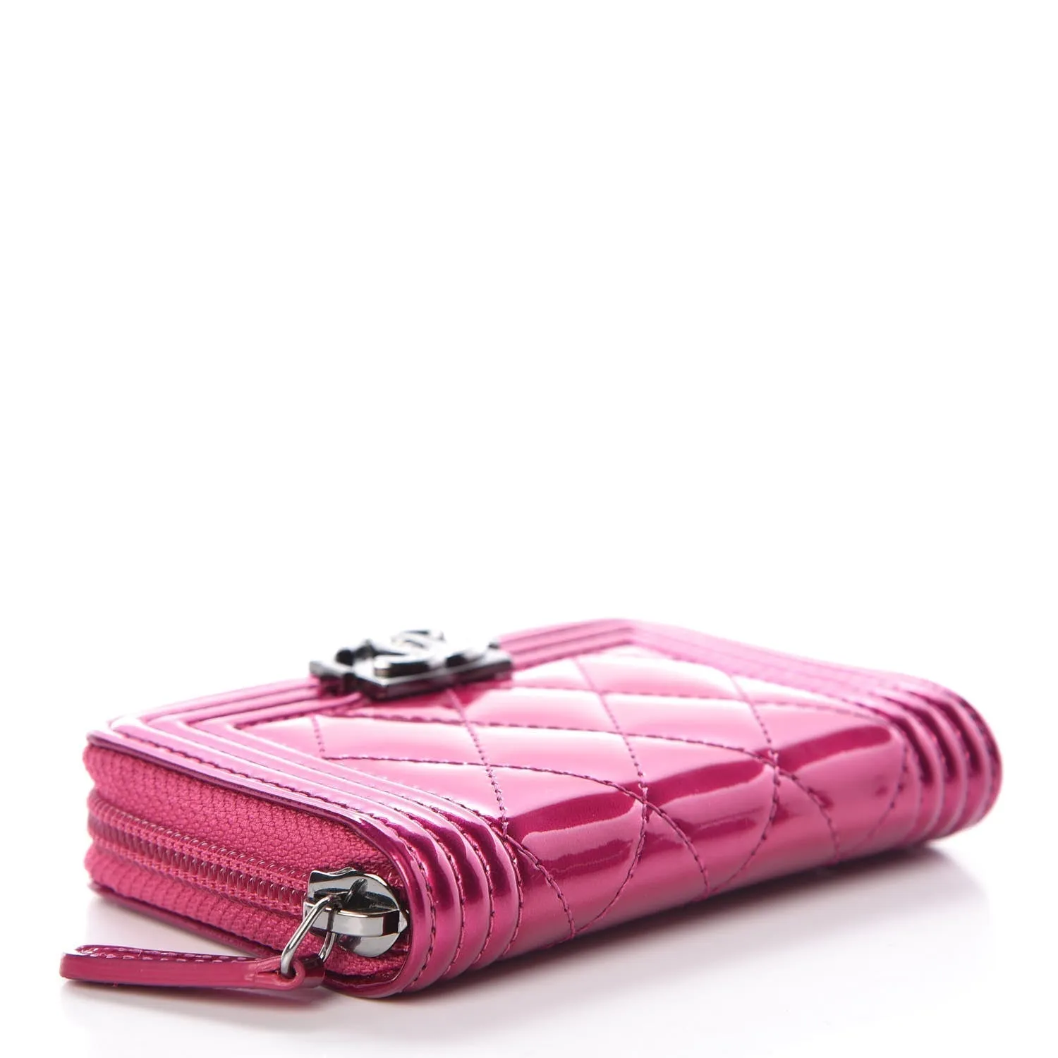 CHANEL QUILTED ZIP AROUND BOY COIN PURSE